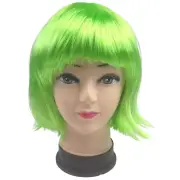 Bob Wig Costume Short Straight Fringe Cosplay Party Full Hair Womens Fancy Dress - Green