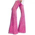 NWT BLENCOT Pink Sequin Wide Leg Palazzo Pants High Waist Bell Bottoms Flared XL