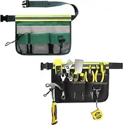 Zalizr 2 Pack Garden Tool Belt Kit, Adjustable Waist Gardening Tool Waist Bag, Heavy Duty 600D Oxford Cloth Home Organizer Tote, 7 Compartments, Tool Apron for Lawn and Yard Storage (Green, Black)