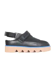 MSGM Logo Embossed Open Back Sandals 39 Black