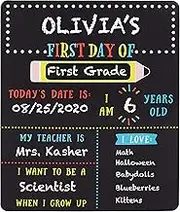 Kate & Milo First and Last Day of School Reversible Chalkboard, Reusable Photo Sharing Prop with Included Chalk, Back to School Pictures, Double Sided Photo Board for Kids, Girls, and Boys 12 x 14