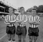 British soccer players David Burnside, Cliff Huxford, Norman Dean - Old Photo