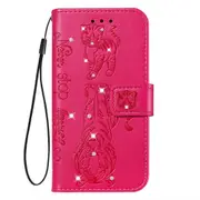For Huawei P20 lite (2019) / Nova 5i Diamond Encrusted Pressed Printing Cat and Tiger Pattern Horizontal Flip PU Leather Case with Holder & Card Slots & Wallet(Rose Red)