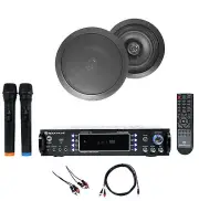 RPA70WBT Bluetooth Karaoke Amp/Mixer+(2) 6.5" Black Ceiling Speakers+Mics