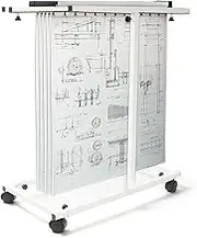 Gelacie Mobile Blueprint Holder Rack Adjustable Height & Depth Portable Blueprint Storage Organizer Stand Vertical File Plans Maps Posters and Drawings Display Rack for Home Office and Workplace White