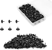 Moicstiy 200Pcs Metal Thumb Tacks Round Head Household Upholstery Tacks Black Decorative Furniture Tack Nails for Sofa DIY Pins (9 x 9mm)