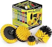 Yellow - Shower Cleaning Rotary Drill Brush Kit - Power Brush Scrubber for Bathroom - Grout Cleaning Drill Brush - Rotary Scrub Brush Tile Cleaner Drill Attachment - Bathroom Tile Scrubber