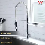 Decaura Luxury Dual Spout Kitchen Tap Twin Spout Basin Mixer Tap 360 Swivel Solid Sink Faucet (Chrome)