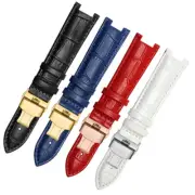 Cowhide Leather Strap Concave watchband Butterfly buckle For Cartier PASHA W3108