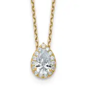 14k Yellow Gold 2 3/8 Ct. Certified Lab Grown Diamond VS/SI+ G+ 18 inch Pear Halo Pendant Necklace
