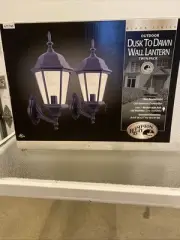 Hampton Bay Outdoor Dusk To Dawn Wall Lantern,Black Finish