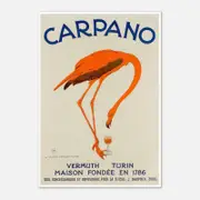 Galrie Carpano Vermouth Flamingo Vintage Advertising Poster for Collectors and Home, Poster Only, A1 60 x 84cm (23 x 33inch)