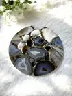 12" Black Agate Coffee Table Crystal Stone Console Bar Desk Hallway Furniture