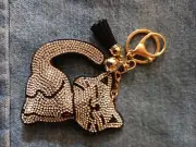 CAT KEYCHAIN / BACKPACK CLIP-RHINESTONE-NEXT DAY SHIPPING