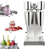 Stainless Steel Commercial Milkshake Maker, 180W Electric Double-Head Milkshake Drink Mixer, 18000 RPM, Food Blender Machine, with 2 Speed Adjustable and 1000ML Cup, for Cafes/Shakes/Bars