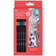 Born Colour to Go Fineliner and Colouring Book Animal Mandala