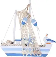 Alipis Mediterranean Wooden Sailboat Model Creative Seabird Room Decor Miniature Sailing Boat Model Ship Ornament