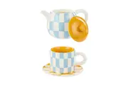 Emporium Check 700ml Teapot and Mug & Plate Set