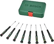 Bosch Precision Screwdriver Set 8-Piece (Extra-Hard S2 Steel Screwdrivers for DIY, Modelling and Handycraft; Precise and Magnetic Tip; PH/TX/SL; Colour-Coded Size; Softgrip)