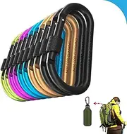 Carabiner Clips, Heavy duty hooks, 5/10 Pcs LockingClip Aluminum D Ring Hooks Spring Key Rings Hiking Clips for Hiking Camping Fishing and Outdoor Use(5pcs Color Random)