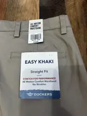 Dockers NWT Flat Front Straight Fit Khaki Performance Stretch Mens 33x30 Pants