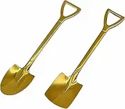 YUESUO Shovel Spoon+Pointed Spoons Stainless Steel Spoon Thickening Material Dessert Spoon, Ice Cream Spoons, for Tea, Cocktail, Sugar (Gold)