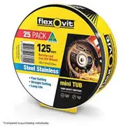 FLEXOVIT 125 x 1.0mm Steel & Stainless Cut Off Disc - MEGA INOX - 25 Piece Tub