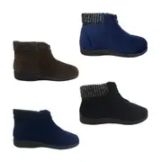 Ladies Slippers Panda Eclaire Slipper Boot Sherpa Lined Zip Front Cosy Winter