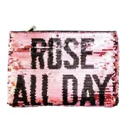 NWT Urban Expressions Rose All Day Reversible Flip Sequin Clutch Pouch Party Bag