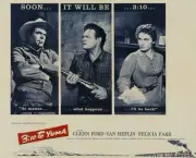 To Yuma poster Glenn Ford Van Heflin Felicia Farr on 1957 Old Movie Photo