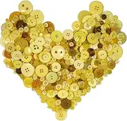 NiidodKatzi 600-700 pcs Round Resin Buttons Assorted Sizes for Crafts Sewing DIY Manual Button Painting DIY Handmade Ornament Buttons, 2 Holes and 4 Holes (Yellow?