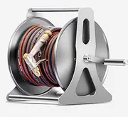 Wall-Mounted Garden Hose Reel, Stainless Steel Metal Water Pipe Storage Rack Frame, Retractable Hose Winder Set,for Gardening Irrigation,Car Washing(Rack+50m Hose)