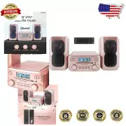 Rose Gold Compact Audio System: Bluetooth CD Player, AUX & FM Radio - 2024 Model