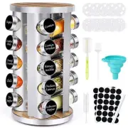 Rotating Spice Organizer Rack Seasoning Containter Rack with 20 Storage Jars
