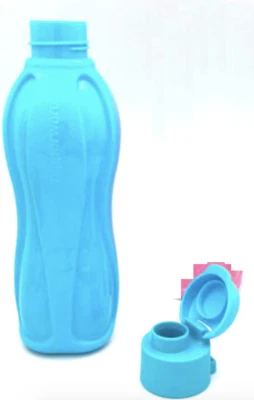 Tupperware Eco Water Bottle 16 oz Flip Top Seal Solid Blue Candy Pop Color NEW