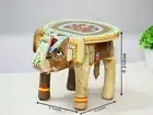 Wooden Elephant Shape Floor Decor Side Stool, Kids Table, Statue Stand, Gifts