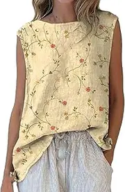 [Generic] Vintage Floral Print Vest for Women Timeless Compression Undershirt Women