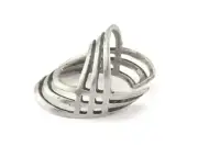 Ring Filigree Adjustable Ring Antique Silver Plated Brass 1 Pc. 8.5US size 3838