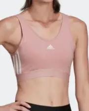 Adidas Essentials 3-STRIPES Crop Top Size MEDIUM Wonder Lt. Mauve / White NEW