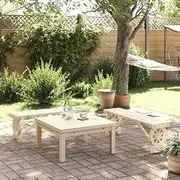 Garden Outdoor Wooden Benches - Solid Fir Patio Furniture for Chairs, Lounge & Deck, 2 pcs