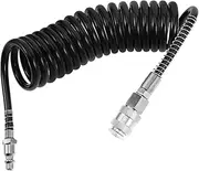 MUELODSIC Heavy Duty Recoil Air Hose with Quick Coupler and Bend Restrictors Flexible Compressor Hose for Tire Irons and Valve Connection