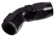 AEROFLOW AF552-08BLK BLACK ONE PIECE FULL FLOW SWIVEL 45° HOSE END -08AN