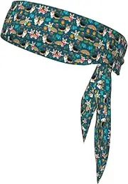 [HVTTIOR] Corgi Print Multifunctional Sweat Wicking Sports Head Tie Headband for Tennis Basketball Karate