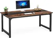 Tribesigns Modern Computer Desk, 63 x 31.5 inch Large Office Desk Stable Table Computer Table Study Writing Desk Workstation for Home Office, Rustic/Black