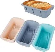 3 Pcs Silicone Bread Loaf Pan, Loaf Baking Mold Nonstick, Reusable Silicone Baking Pan Heat-Resistant Easy Release Silicone Baking Mold Rectangular for Kitchen Cake Bread 9.84×4.72×2.7in