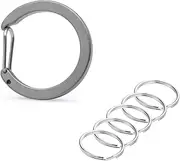 [EMERSPRING] Titanium Carabiner Keychain Clip, Circle Key Ring Holder, Quick Release Spring Key Chain with Keyrings or Ti Connector Links