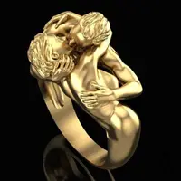 在飛比找momo購物網優惠-【ANGEL】擁抱戀人設計款時尚鍍金戒指(2色尺寸可選)