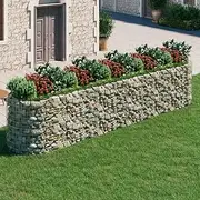 Raised Garden Bed, Elevated Planter Box Plant Container Gabion Galvanised Iron 500x100x100 cm
