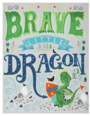 ONCE UPON A TIME LITTLE DRAGON QUILT PANEL * NEW * FREE POST *