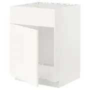 METOD base cabinet f sink w door/front, white/Vallstena white, 60x60x80 cm